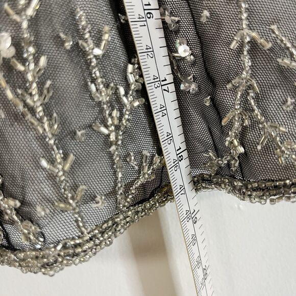 Y2k 90s Vintage Tank Black Mesh Beades Sequin Sheer Sz S/M - Picture 5 of 7